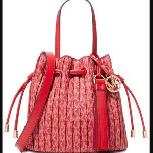 Michael Kors Willa Small Pleated Logo Tote Bag - Red - Totes